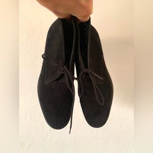 Robert Clergerie Black Suede Chukka Laceup Boots - made in France - size 6.5